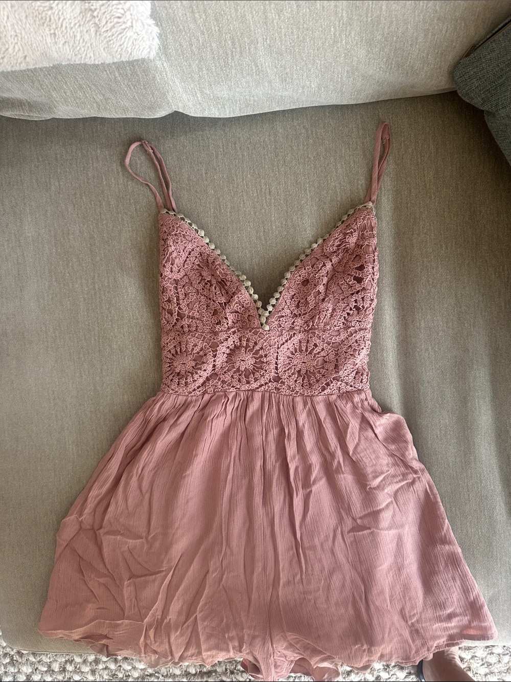 ILLA ILLA Mauve Lace-Top Chemise Romper